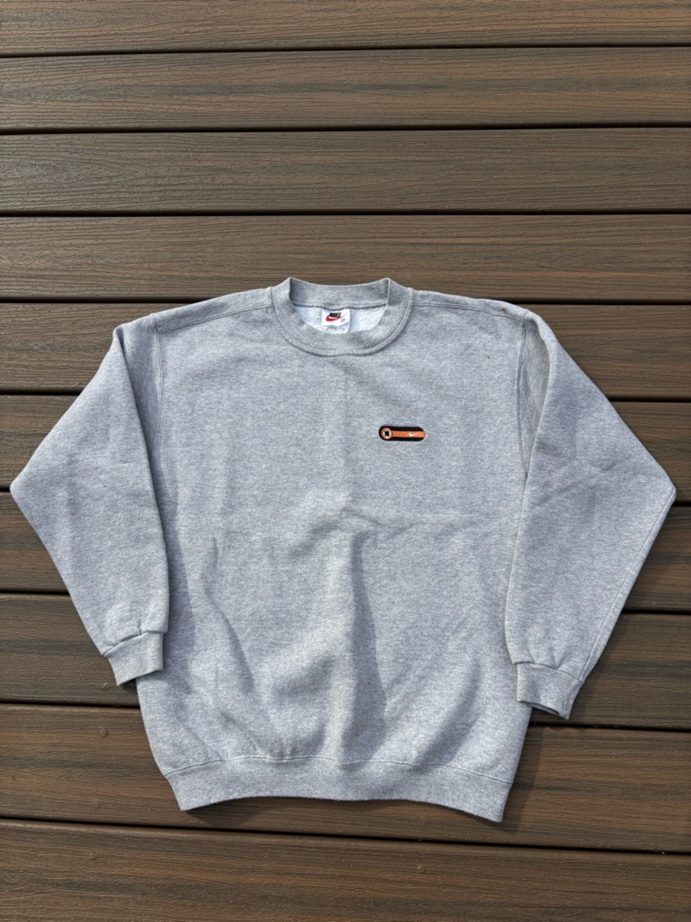 Vintage 90’s Nike N Logo White Tag Gray Crewneck Sweatshirt Mens M Made in USA